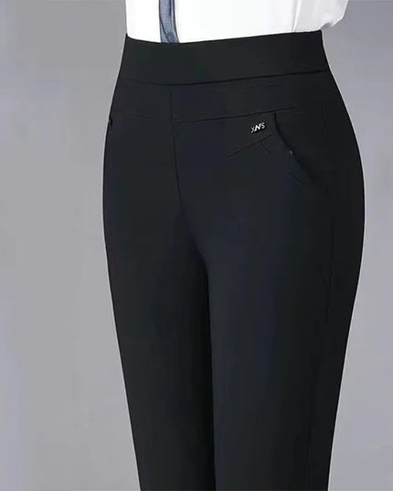 Women's Thick Fleece High-Waist Straight Pants with Elastic Waist