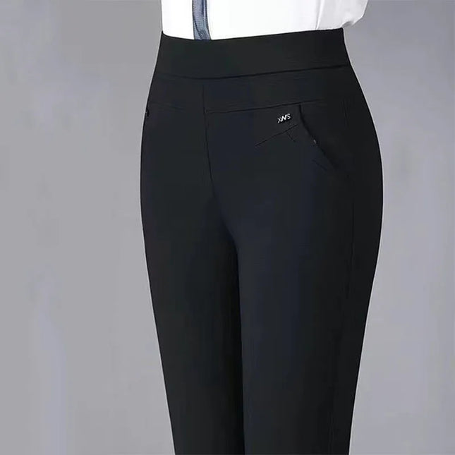Women's Thick Fleece High-Waist Straight Pants with Elastic Waist