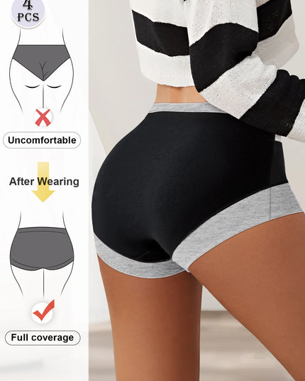 Women's Knitted 4-Piece Underwear Panties Set