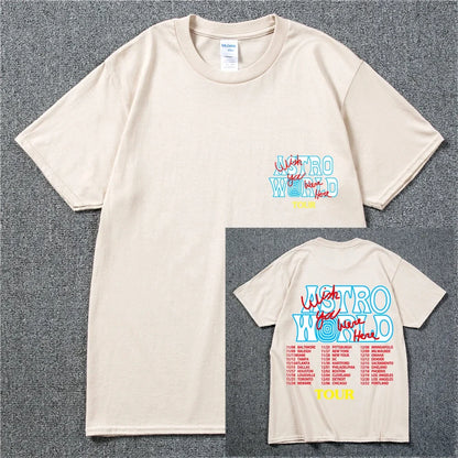 New Summer Hip Hop T Shirt Men Women Cactus Jack Harajuku T-Shirts WISH YOU WERE HERE Letter Print Tee Tops Fashion streetwear