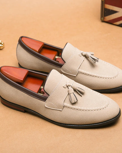 Men's Faux Suede Tassel Loafers – Comfortable Casual Flats for Men