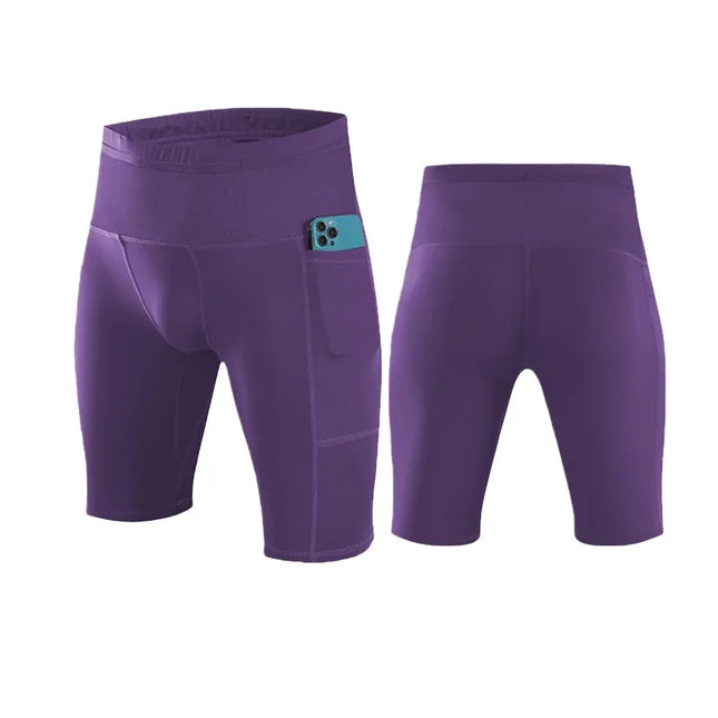 Men's Compression Shorts with Pockets, Elastic Back Pockets, Waterproof