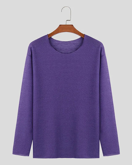 Men's Casual O-Neck Long Sleeve Breathable Sweater