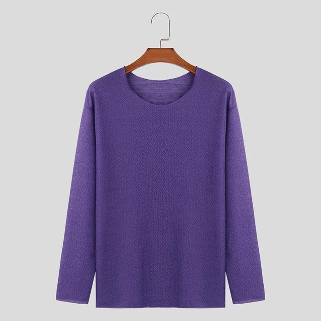 Men's Casual O-Neck Long Sleeve Breathable Sweater