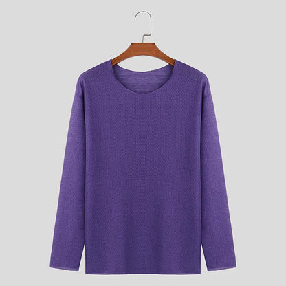 Men's Casual O-Neck Long Sleeve Breathable Sweater