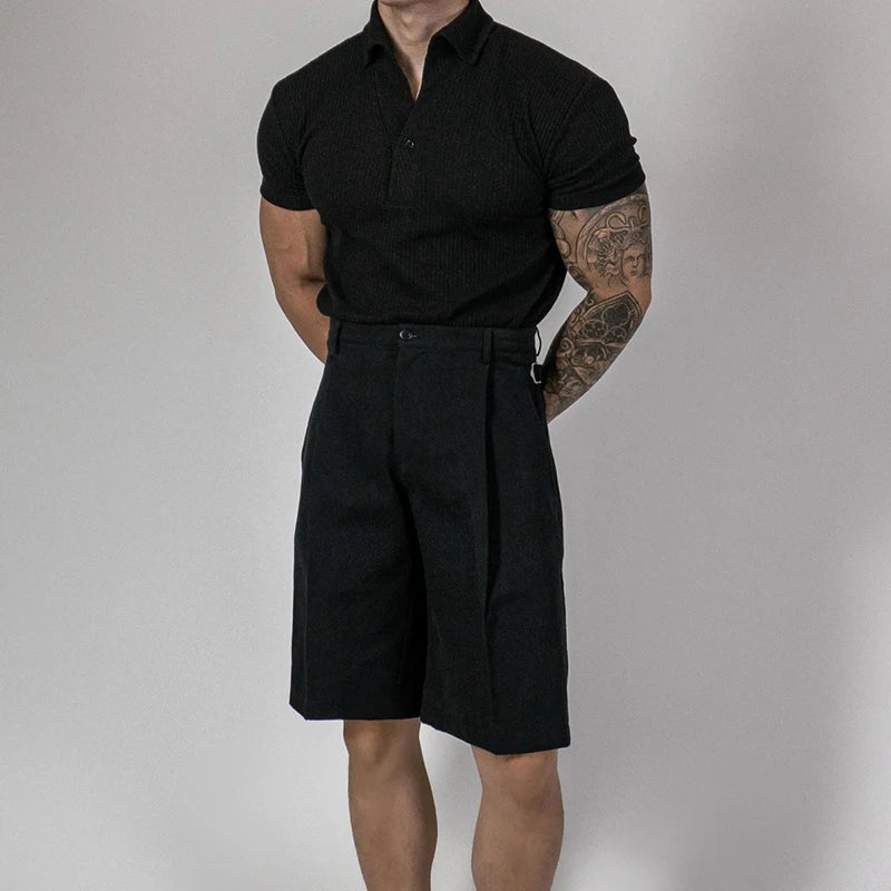 Men's Ribbed Polo T-Shirt for Slim Fit & Stretch