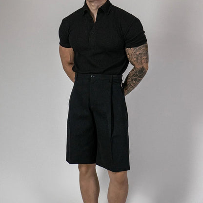 Men's Ribbed Polo T-Shirt for Slim Fit & Stretch