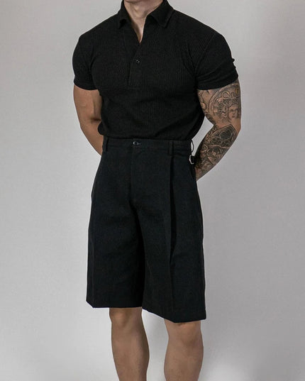 Men's Ribbed Polo T-Shirt for Slim Fit & Stretch