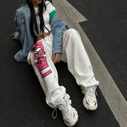 Women's High Waist Drawstring Loose Fit Elastic Sweatpants