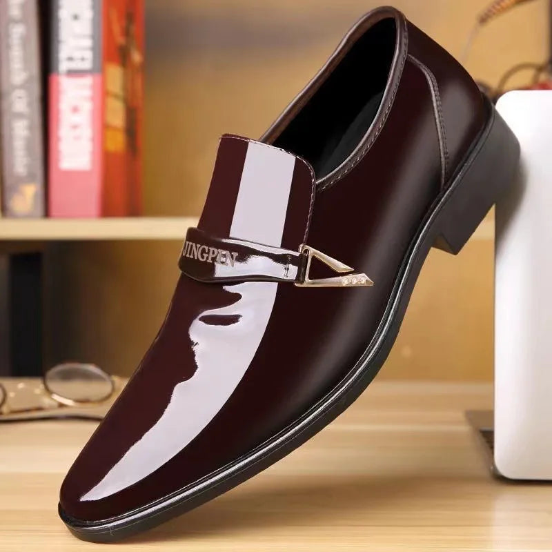 Men's Faux Leather Lacquer Shoes – Pointed Toe Dress Shoes