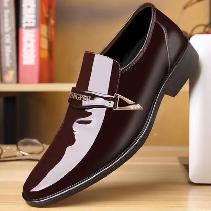 Men's Faux Leather Lacquer Shoes – Pointed Toe Dress Shoes