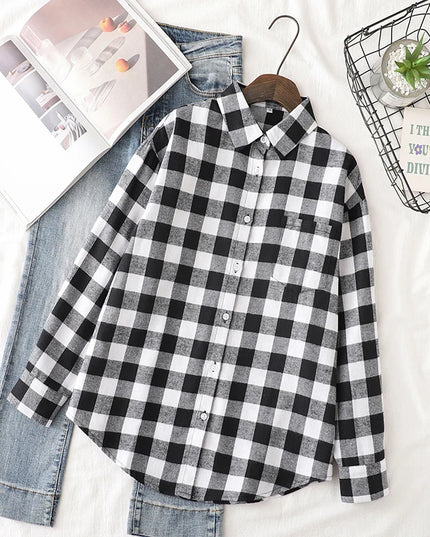 Casual Women's Plaid Shirt - Loose Fit Checkered Top