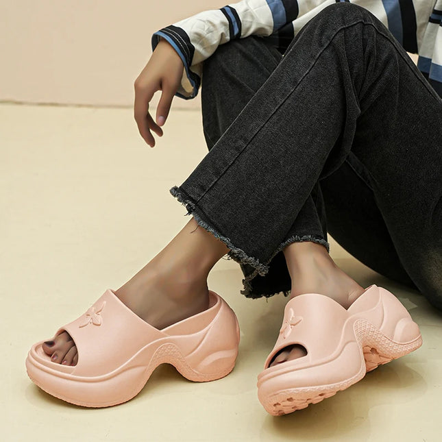 Women’s Thick Sole Wedge Heels – 9cm Chunky Platform Slippers