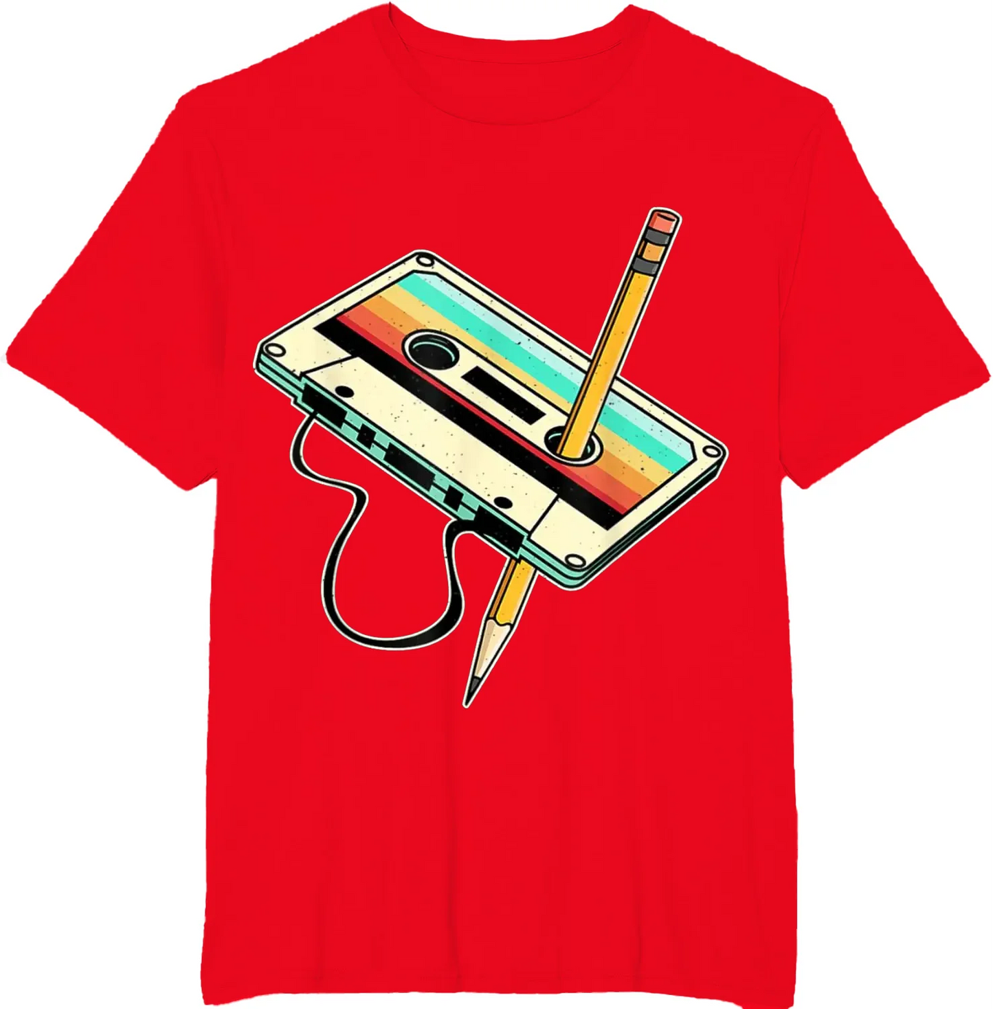 Unisex Retro Cassette Tape Pencil T-Shirt - Various Colors