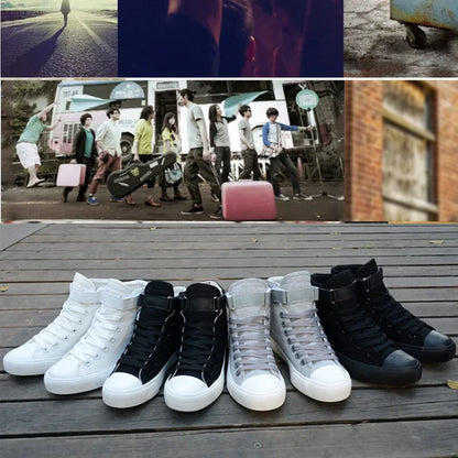 High-Top Canvas Sneakers for Men - Breathable, Non-Slip, Flat Design Shoes