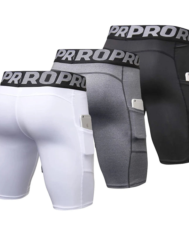 Men's Workout Compression Shorts with Side Pocket