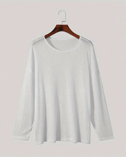 Men's Sheer O-Neck Long Sleeve Sweater