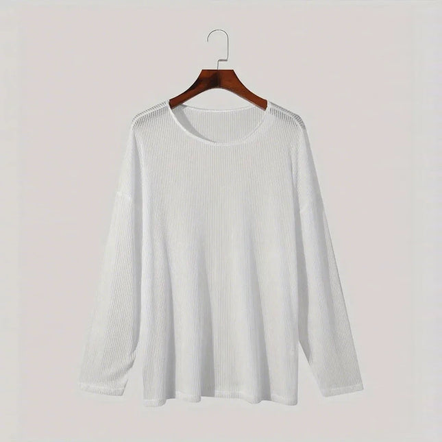 Men's Sheer O-Neck Long Sleeve Sweater