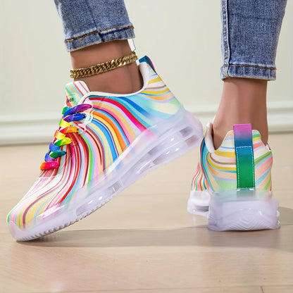 Women's Rainbow Stripe Casual Sneakers