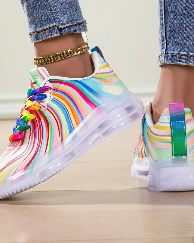 Women's Rainbow Stripe Casual Sneakers