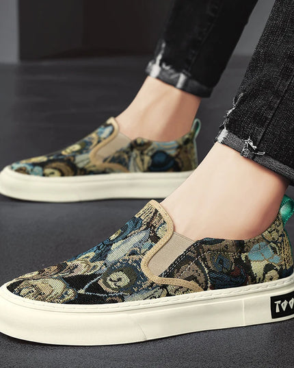 Men's Casual Slip-On Canvas Sneakers - Comfortable Flat Shoes for Everyday Wear