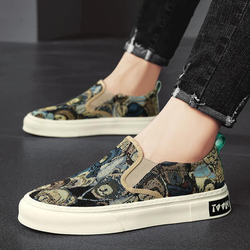 Men's Casual Slip-On Canvas Sneakers - Comfortable Flat Shoes for Everyday Wear