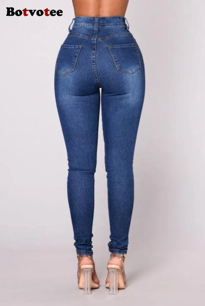 Botvotee Women's Skinny High-Waisted Pencil Jeans | Casual Slim Fit Denim for Women