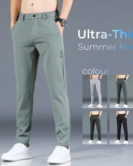Slim Fit Stretch Men's Casual Pants with Elastic Waistband - Various Colors