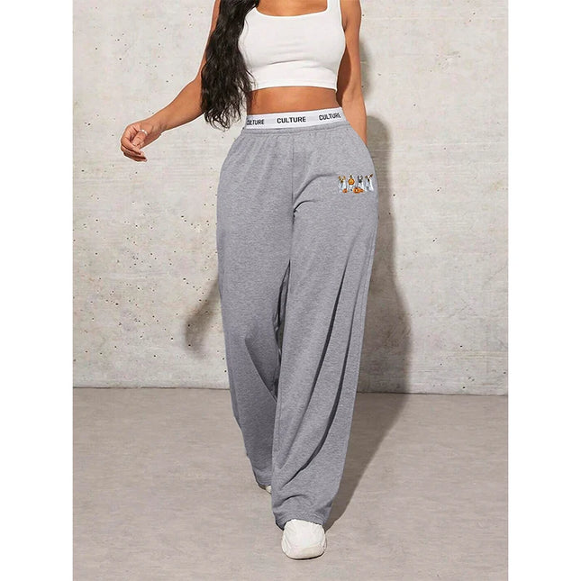 Women's Cartoon Print Loose Wide-Leg Sweatpants