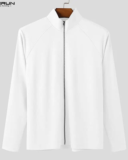 Incerun Men's Slim Fit Turtleneck Long Sleeve Zipper Jacket
