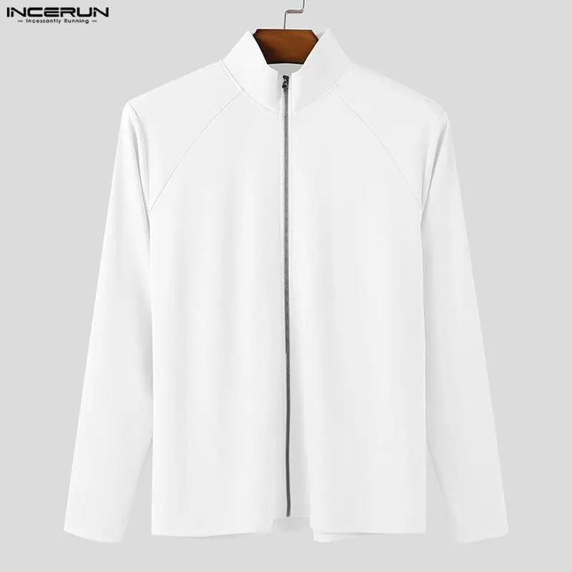 Incerun Men's Slim Fit Turtleneck Long Sleeve Zipper Jacket