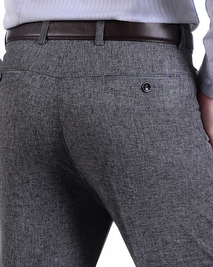 Men’s Casual Lightweight Straight-Leg High-Waisted Trousers