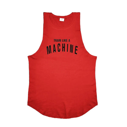 Men's Cotton Tank Top with "Train Like a Machine" Printed Design