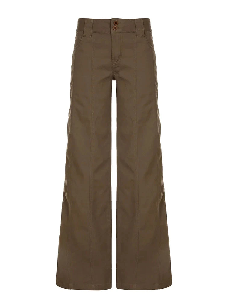 Wide Leg Women's Pants - Grunge Style, Low Rise, Baggy Fit for Casual & Trendy Look