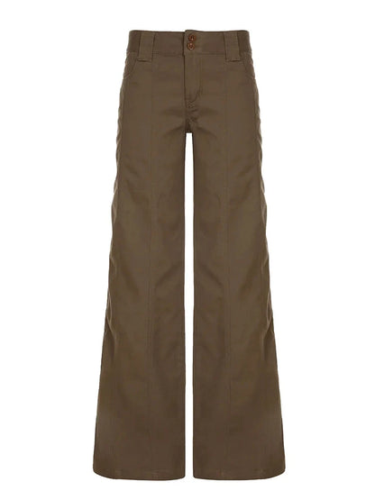 Wide Leg Women's Pants - Grunge Style, Low Rise, Baggy Fit for Casual & Trendy Look