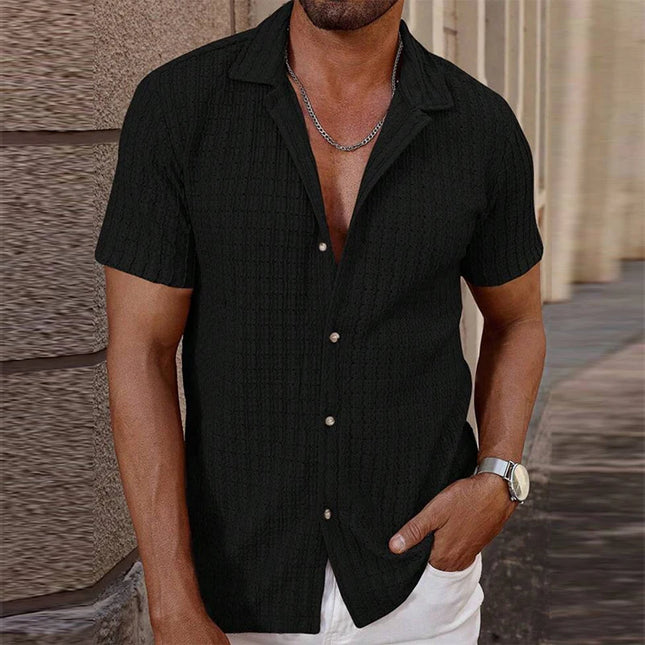 Vintage Mesh Mens Casual Breathable Hollow-Out Shirt