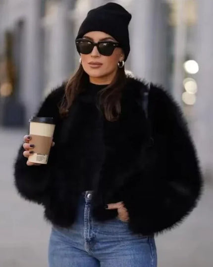 Elegant Women's Long Sleeve Loose Thick Faux Fur Coat
