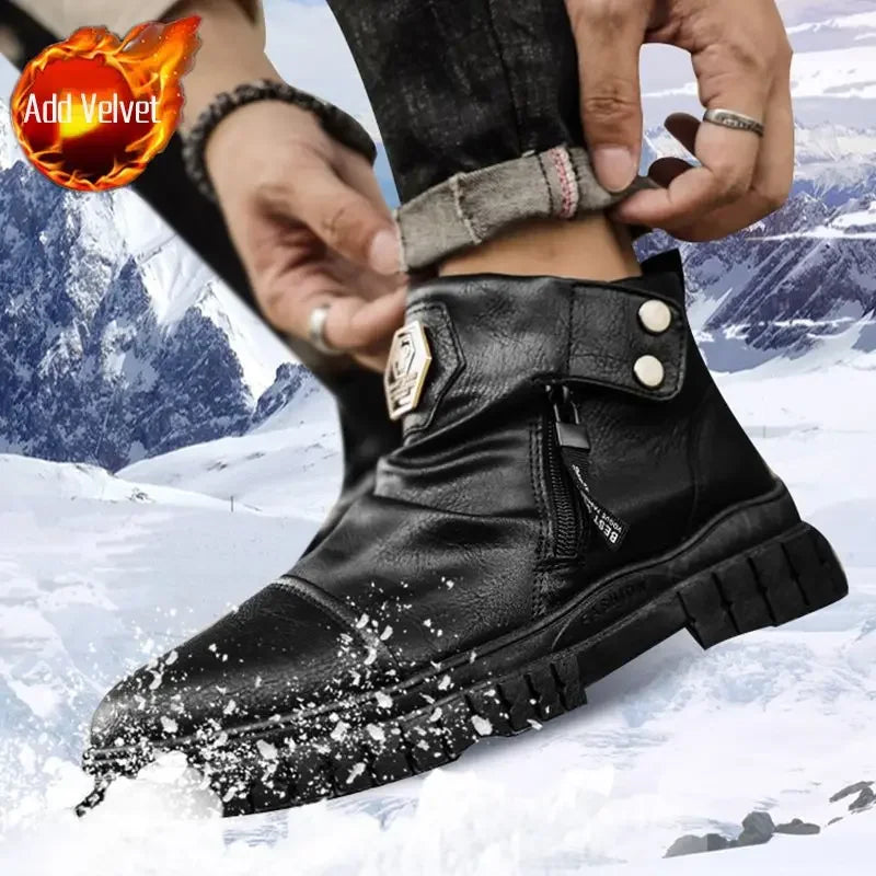 Men's Retro Classic Platform Shoes with Side Zip