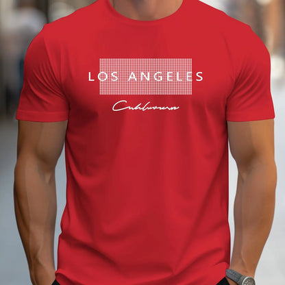 Men's Cotton Los Angeles Graphic Slim Fit Casual Round Neck T-Shirt