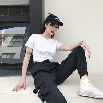 High-Waist Women's Joggers with Side Pockets - Comfortable Loose Fit for Everyday Wear