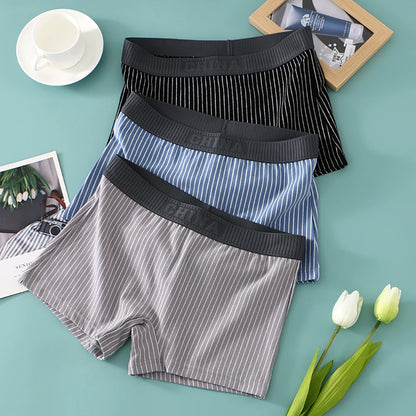 3PCS Women's Cotton Briefs Pack – Soft, Breathable, High Elasticity, Striped Mid-Rise Underwear for Women