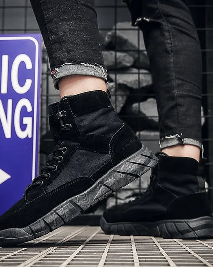 Men's Ankle Boots with Flat Thick Sole