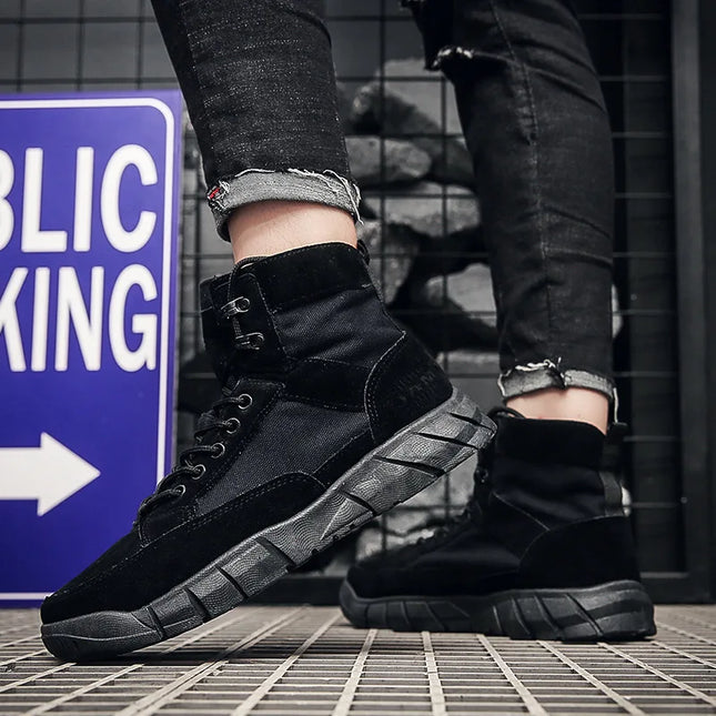 Men's Ankle Boots with Flat Thick Sole