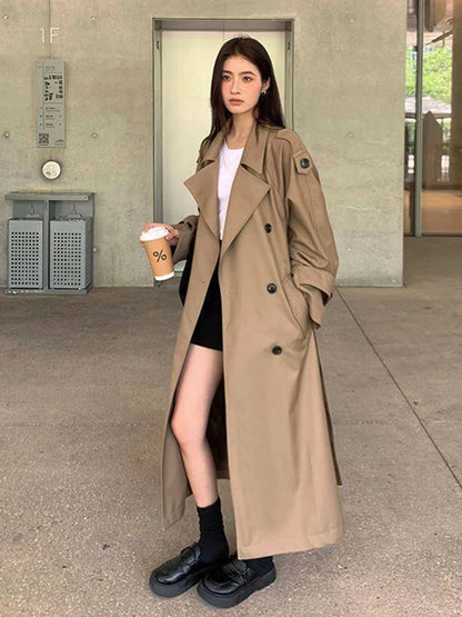 Vintage Elegant Women's Long Trench Coat