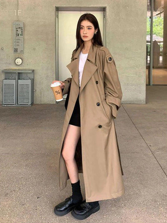 Vintage Elegant Women's Long Trench Coat