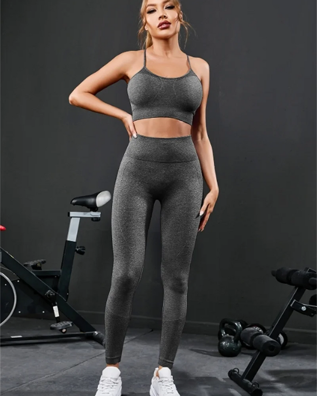 Women's Seamless Bra and Leggings Set – 2-Piece Fitness & Lounge Activewear for Women