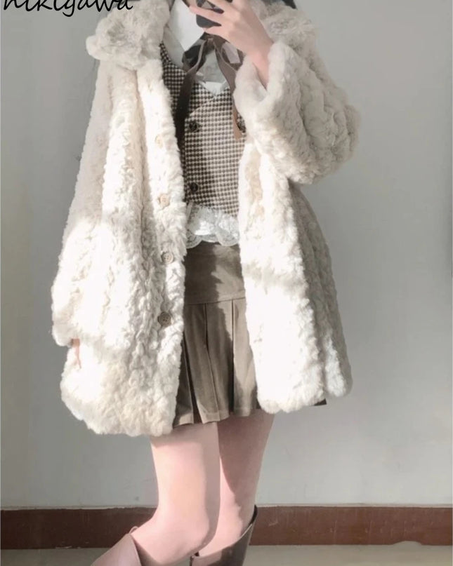 Women's Thickened Plush Coat – Warm, Cozy Winter Jacket for Women