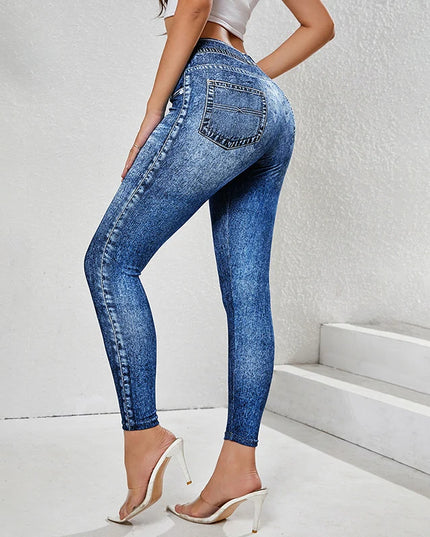 Women's Vintage High-Waist Skinny Denim Pants