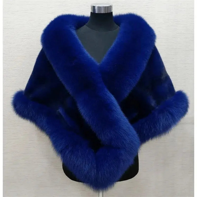 Women's Faux Fur Shawl Jacket - Thick, Warm, and Stylish Faux Fur Wrap