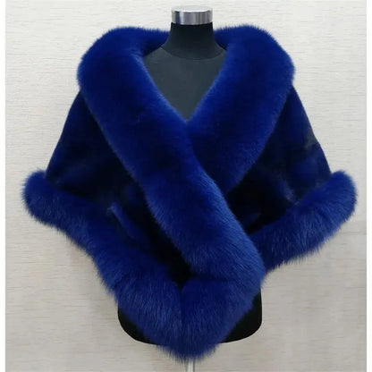 Women's Faux Fur Shawl Jacket - Thick, Warm, and Stylish Faux Fur Wrap